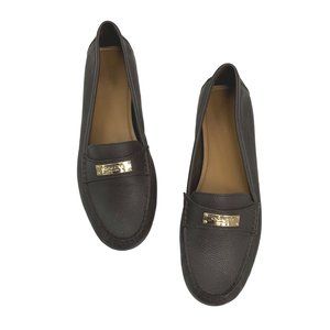 Coach Fredrica Pebbled Leather Loafer Brown Womens 10